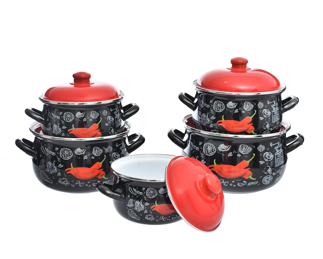 Avsar T. 3634 Juliet Enamel Cookware Set 5-Pieces, Vase