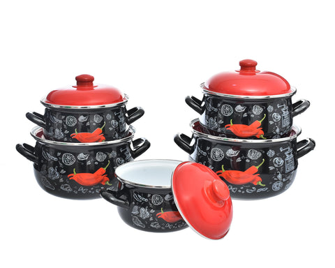 Avsar T. 3634 Juliet Enamel Cookware Set 5-Pieces, Vase