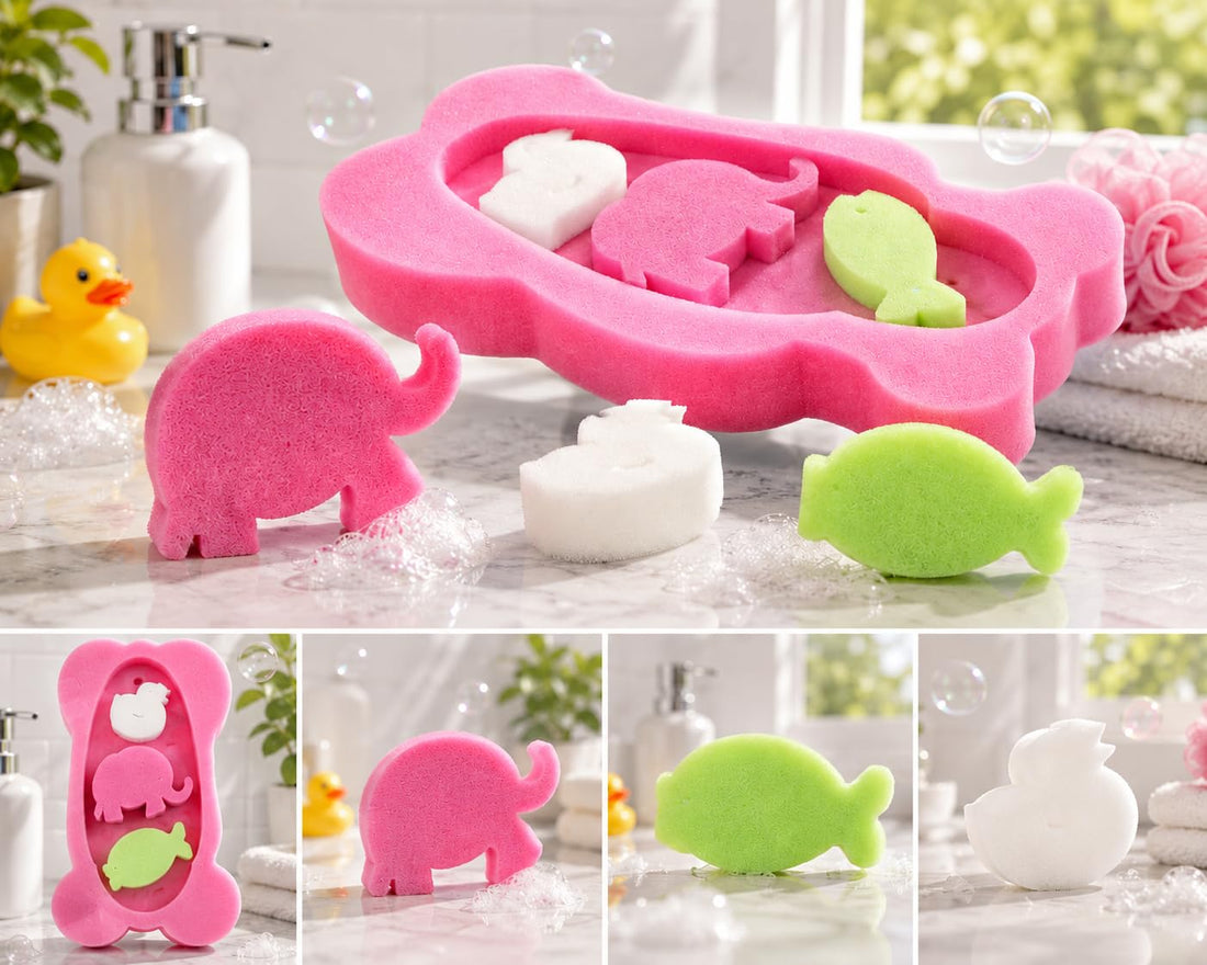 baby bathtub sponge 4 pieces for unisex (pink)