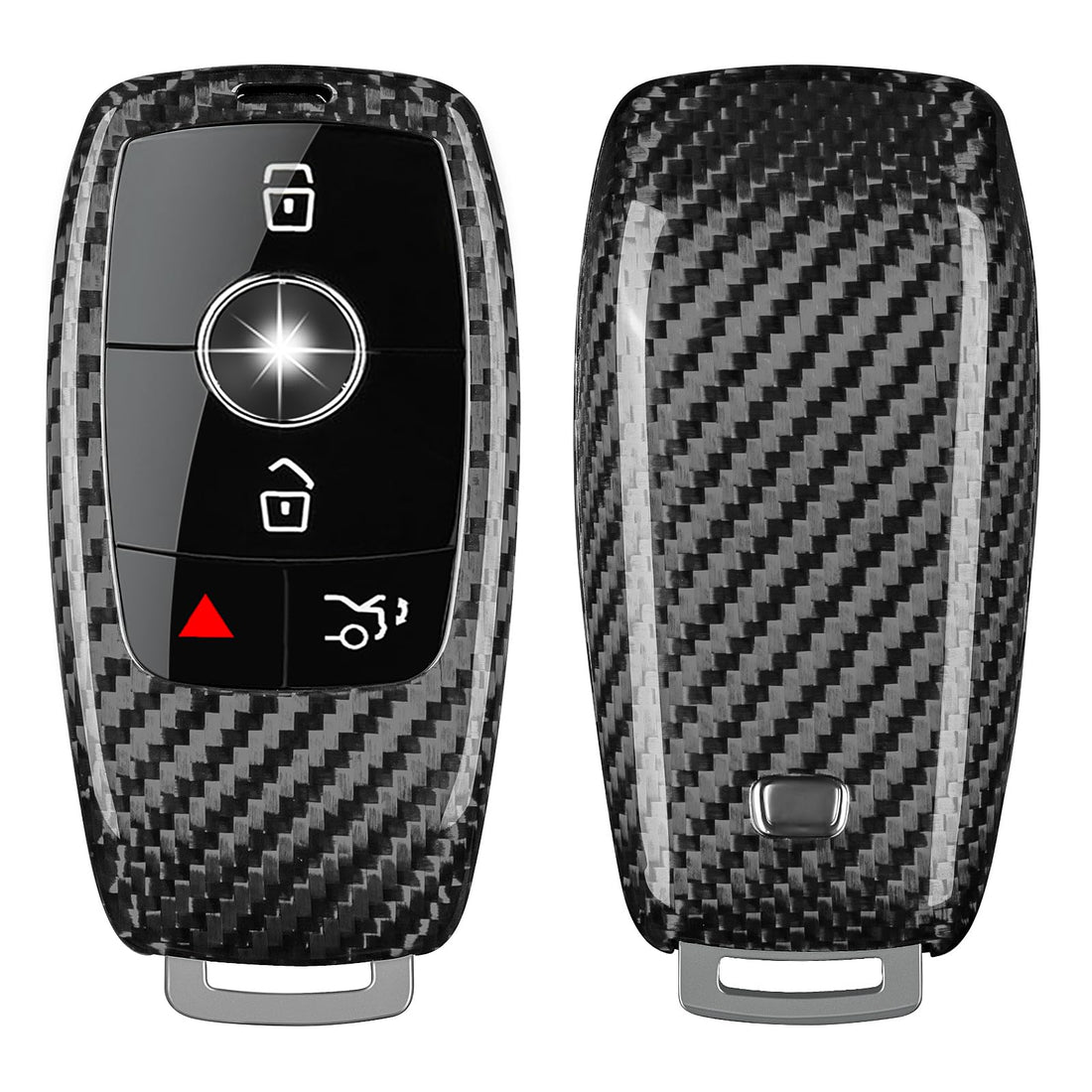 T-carbon Real Glass Fiber Key Fob Cover for Mercedes Benz, Key Fob Protector Fits for Mercedes-Benz A-Class C-Class G-Class 2019-2021 E-Class 2017-2021 S-Class 2018-2021 Remote Key Case (Silver Black)