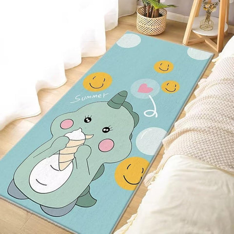 LESTER Eco-friendly easy to clean Bedroom bed side Mat little drgaon design baby blue and yellow 60x160cm