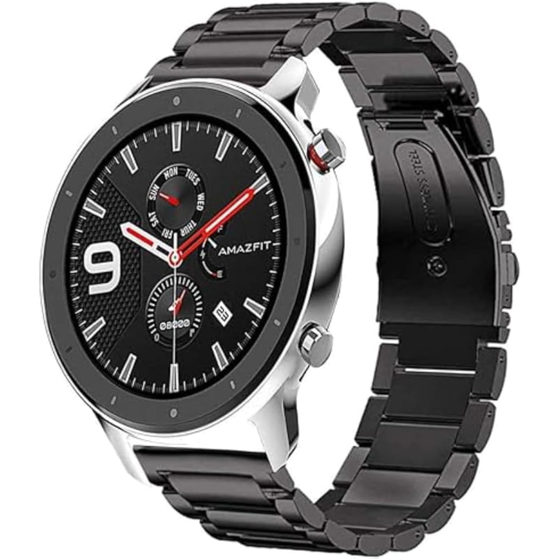 Generic accessoryME Replacement Band Compatible with Amazfit GTR 2, 22mm Stainless Steel Quick Release Watch Strap for Amazfit GTR 47mm Nexo/Stratos 3 + / Pace