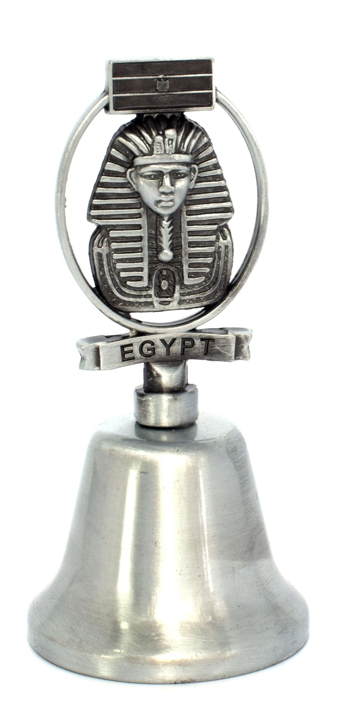 immatgar pharaonic Egyptian Metal Call Bell Hand Bell Egyptian souvenirs gifts (Phraonic Shape 1, Burnt Yellow) (Tutankhamun2 - Gray)
