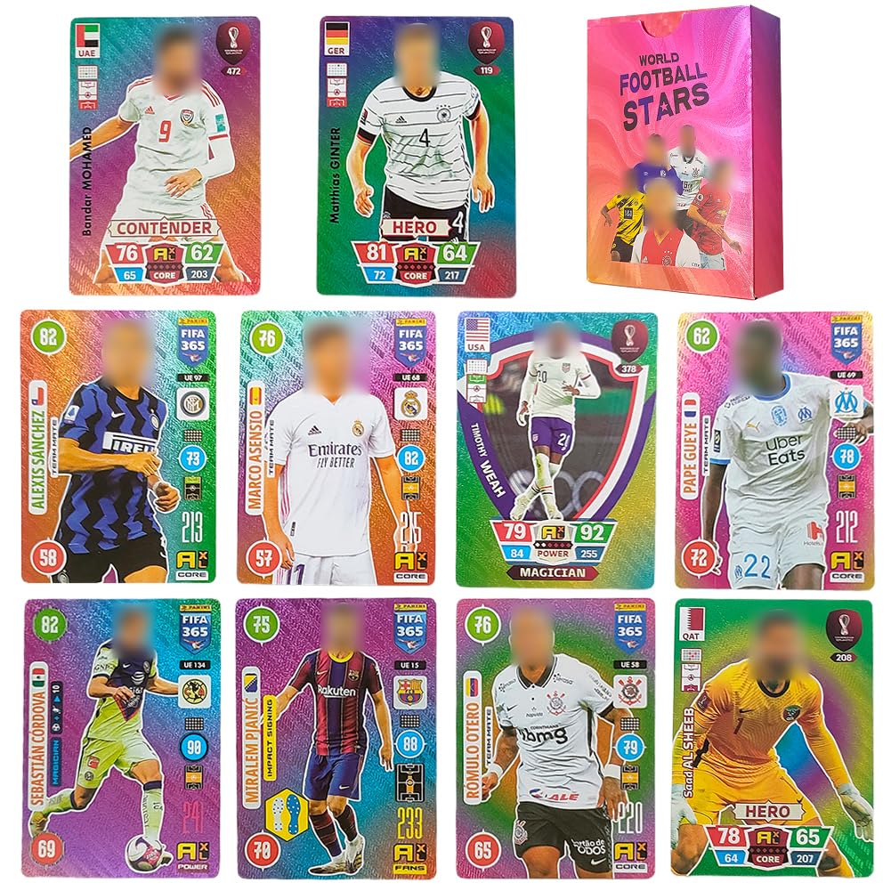 Super Stars Football Cards, 55PCS English Limited Edition Collection - Colorful
