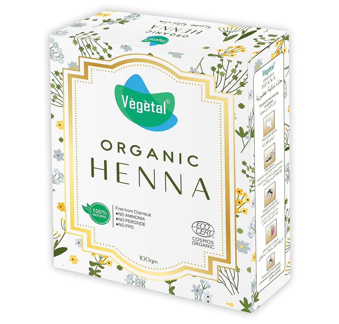 Vegetal Certified Organic and Herbal Henna Powder, for Natural Hair Coloring, Prevent Early Greying & Protects hair Damage from Chemical Hair Color - 100g