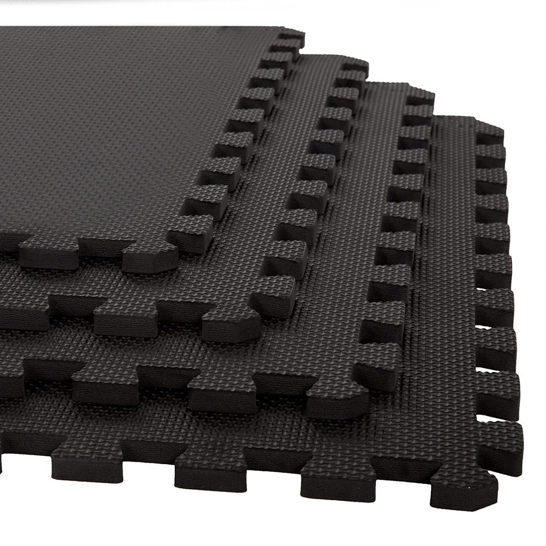 Xtrim Puzzle Exercise Mat (4 Tiles & 8 Borders, 16 Sq.Ft.Area) High-Density EVA Foam Mat, Interlocking Tiles, Shock Proof, Protective Flooring for Gym Equipment, Puzzle Foam Mat Home, Kids Area Black