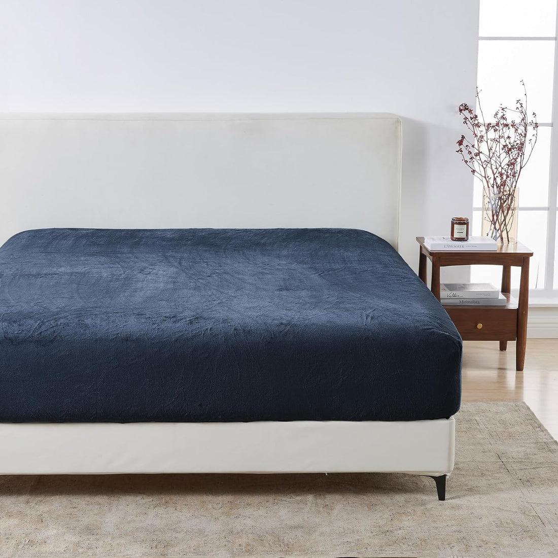 Heavy Plush Bed Warmer with Elastic Edges to Ensure Stability and Full Warmth (Blue, 160 * 200 * 30cm)