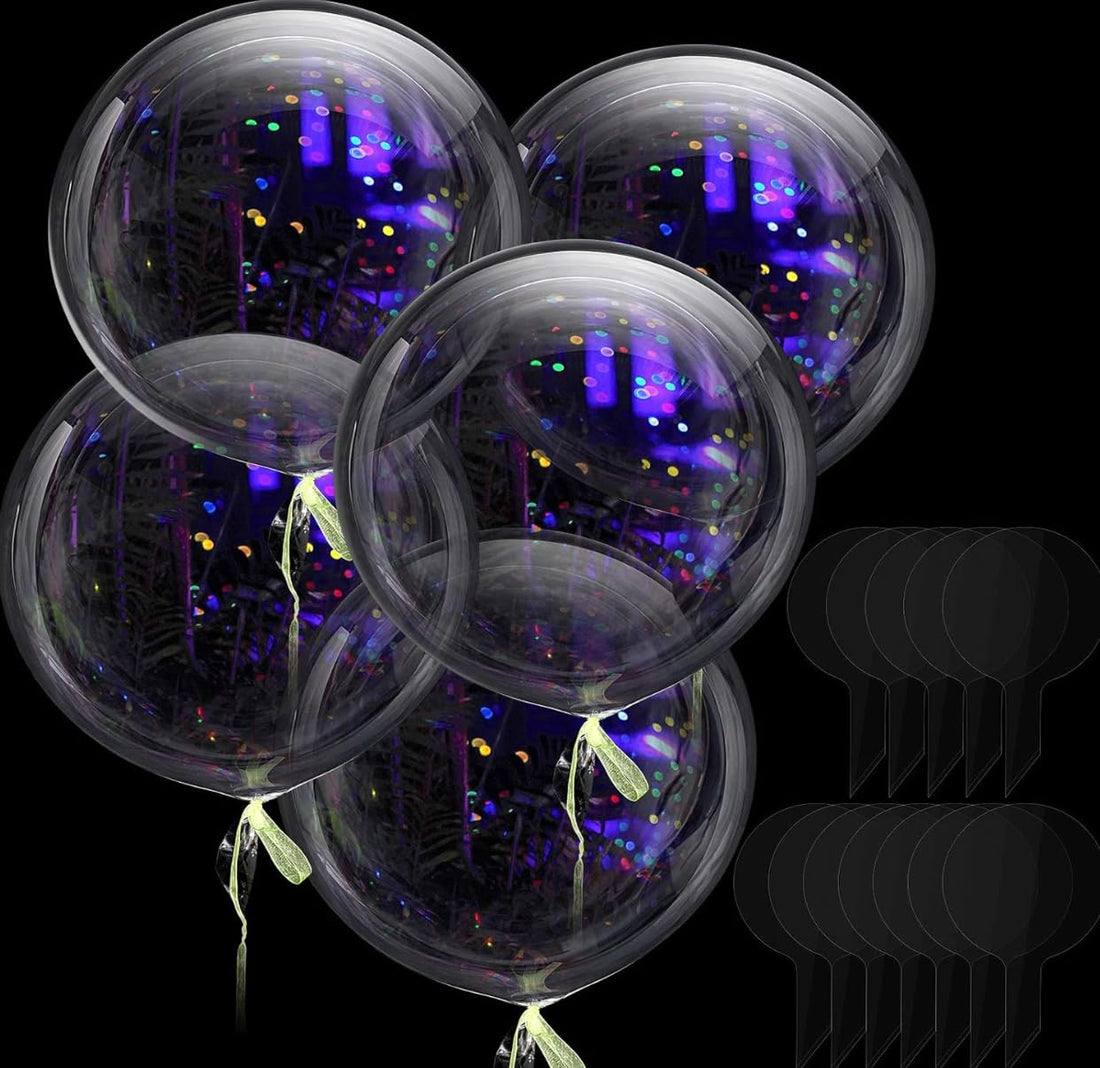 12 Pieces Jumbo Balloons Clear Round Balloons Reusable Transparent Bubble Plastic for Wedding Birthday Halloween Christmas Party Decoration (15.75 Inches)