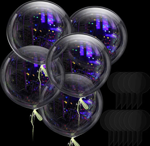 12 Pieces Jumbo Balloons Clear Round Balloons Reusable Transparent Bubble Plastic for Wedding Birthday Halloween Christmas Party Decoration (15.75 Inches)