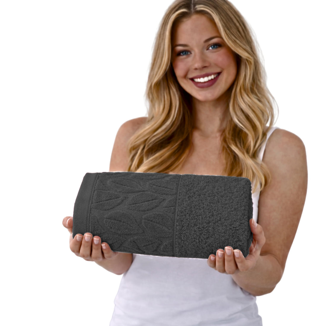 Burak Soft Linen Luxury 1 Piece, Bath Towels (100 x 50 cm), 100% Cotton Towels (Dark Grey, 100 * 50 CM)