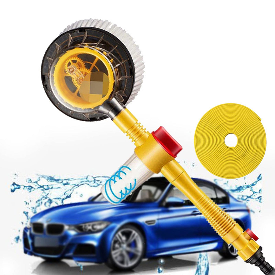 Night light Car Wash Brush, Car Cleaning Kit, 360° Spin Car Mop, Microfiber Car Cleaning Brush, Detachable and Extendib Cleaning Brush (Size:10) M water pipe)