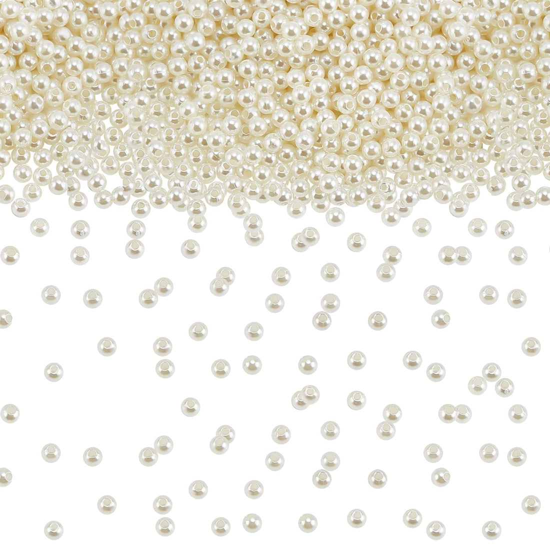 arricraft About 4000 Pcs Round Pearl Beads, 4mm Acrylic Pearl Beads Imitation Pearl Loose Beads for Jewelry Making, Crafts, Decoration and Vase Filler