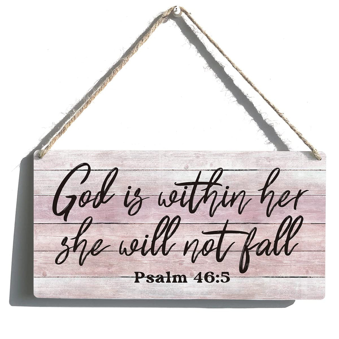 Inspirational Bible Gift Signs God is Within Her She Will Not Fall Wooden Hanging Sign Religious Scripture Art Wall Home Decoration 12 x 6 Inches