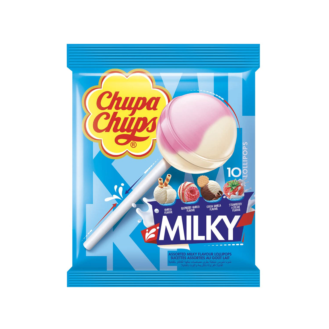 Chupa Chups Assorted Milky Flavour Lollipops 10pcs