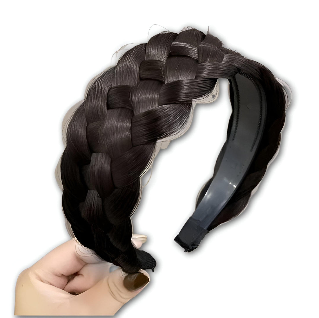 Boho Wig - Elevate your style with a voluminous twist braid headband that sits comfortably around the crown, blending a thick fishbone braid with a flexible hairband for all-day wear. (option 1)