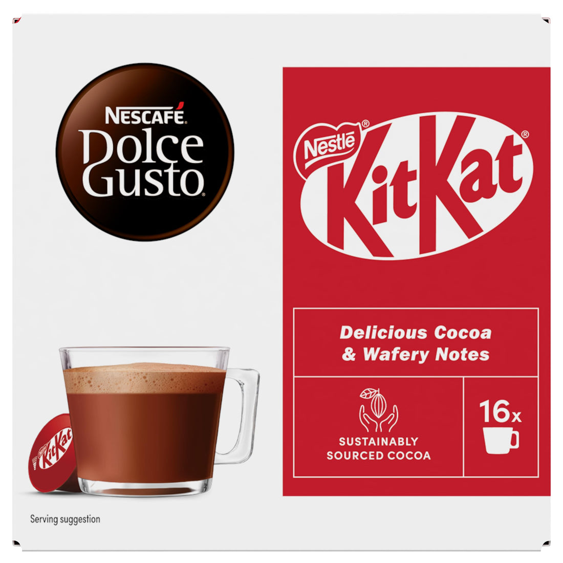 Nescafé Dolce Gusto Kit Kat Hot Chocolate Pods, 16 Capsules (16 Servings)