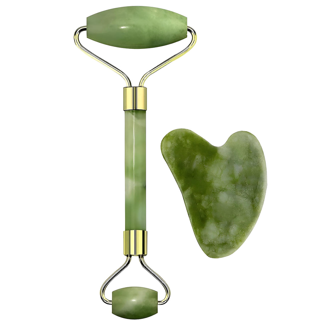 Massage Tool - Jade facial roller with Gua Sha stone set designed for skin therapy, tightening, soothing, relieving tension, refreshing delicate areas, and supporting natural beauty every day