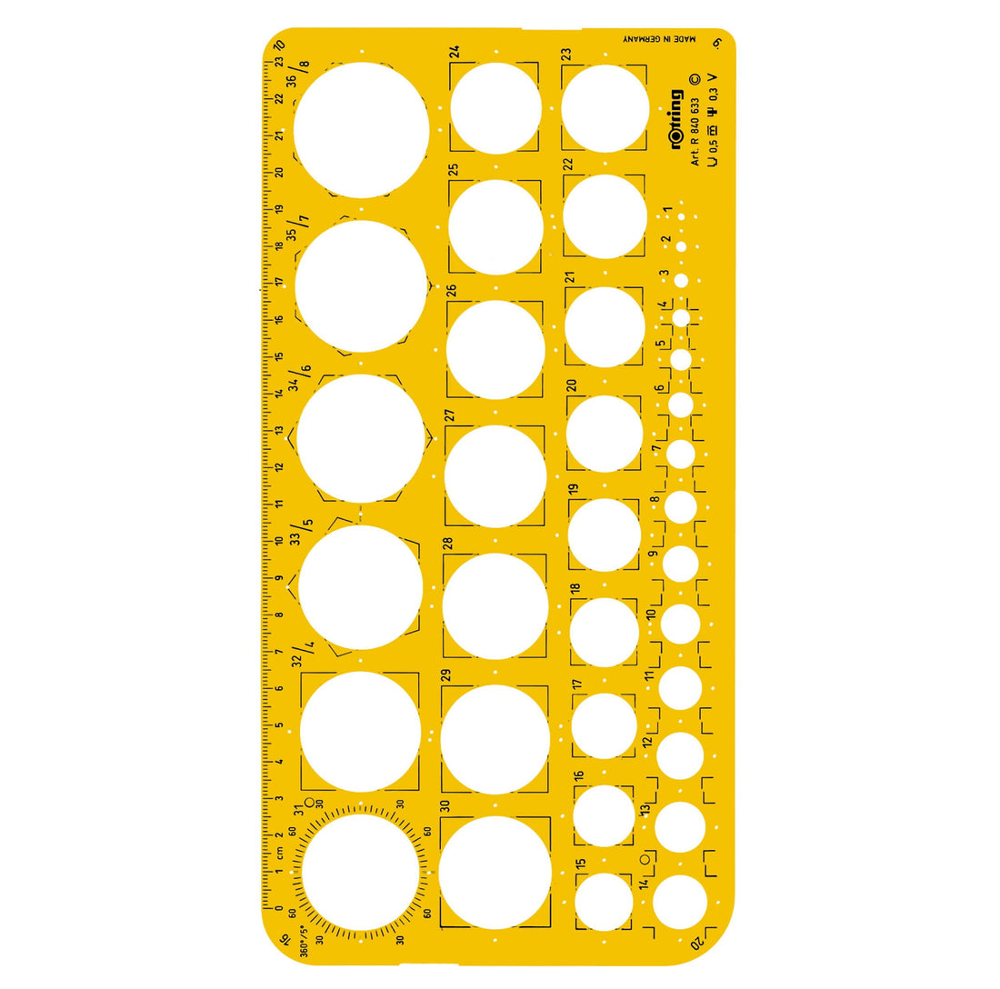 Rotring circles template, 255x129 mm
