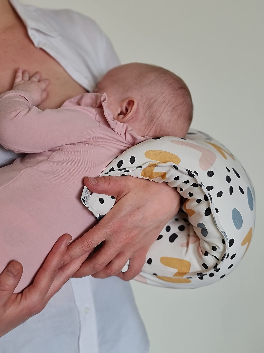 Moro Moro 3 Kid pillow baby nursing breastfeeding pillow for newborns arm cushion baby support pillow with antiallergic material used by mom while breastfeeding (White pattern)