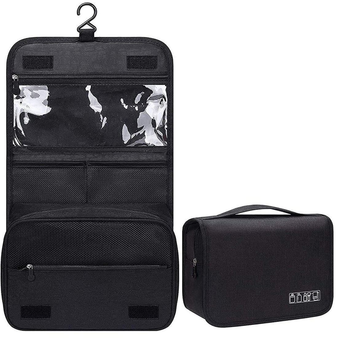 Travel Bag - Waterproof Cosmetic Organizer for Men and Women, Large Capacity Makeup Kit for Toiletries, Shampoo, and Accessories, Durable Black Storage Pouch for Daily Use
