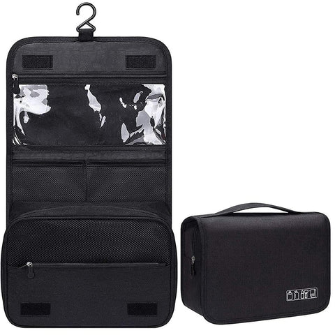 Travel Bag - Waterproof Cosmetic Organizer for Men and Women, Large Capacity Makeup Kit for Toiletries, Shampoo, and Accessories, Durable Black Storage Pouch for Daily Use