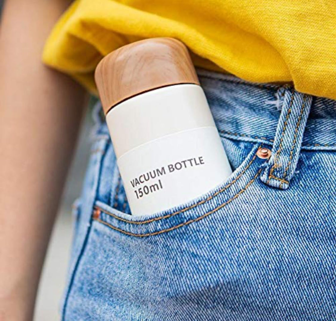Downtown 150ml Portable Mini Pocket Thermal Mug, Off-White Stainless Steel Espresso Vacuum Flask, Ultra Compact Travel Bottle for Small Hot Drinks with Heat Retention Technology