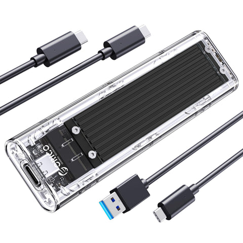 ORICO M.2 NVMe SSD Enclosure, USB 3.2 Gen 2 (10 Gbps), Transparent External Solid State Drive Adapter Enclosure for 2280 2260 2242 2230 PCI-E M2 M-Key SSD, USB Type C Converter Case-TCM2 Black