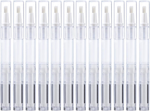 Empty Nail Oil Pen Brush Applicator, Empty Nail Oil Pen with Brush, Transparent Twist Pens Lip Gloss Bottle Tube, 10 Pieces Nail Polish Tubes, Nail Oil Pen, Refillable Cosmetic Container, 3 ml