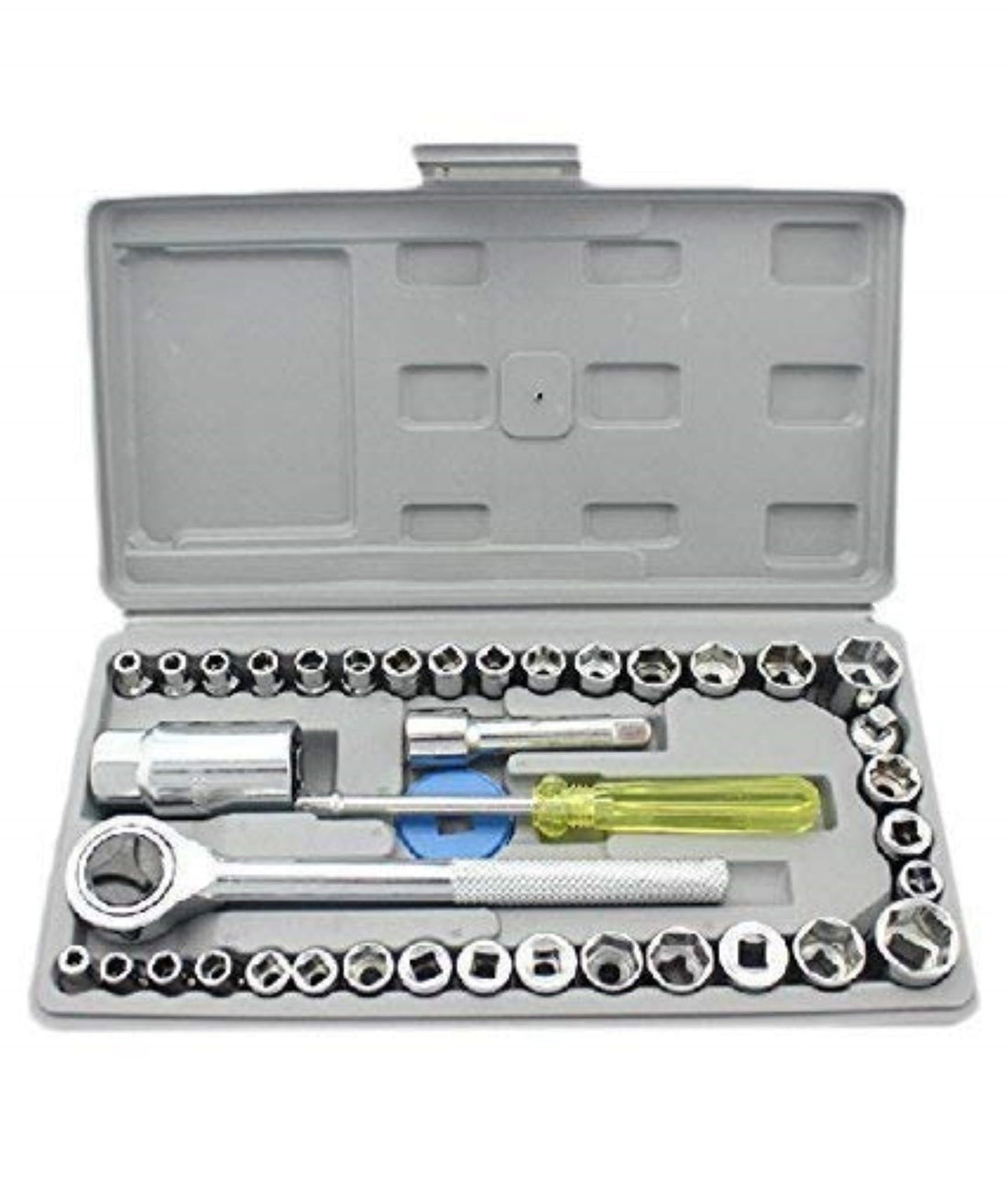 40-in-1 Socket Wrench Tool Kit Set | Ratchet Handle, Extension Bar & Screwdriver | Chrome Vanadium Steel | Universal Hand Tool Set for Car, Bike, Home & Garage Repair