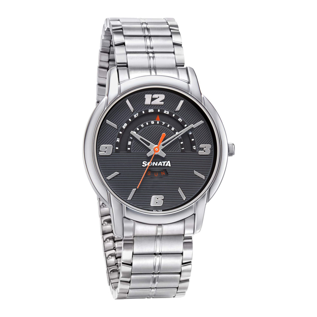 Sonata Watch for Men, Automatic Movement, Analog Display, Silver Metal Strap-NR77031SM06