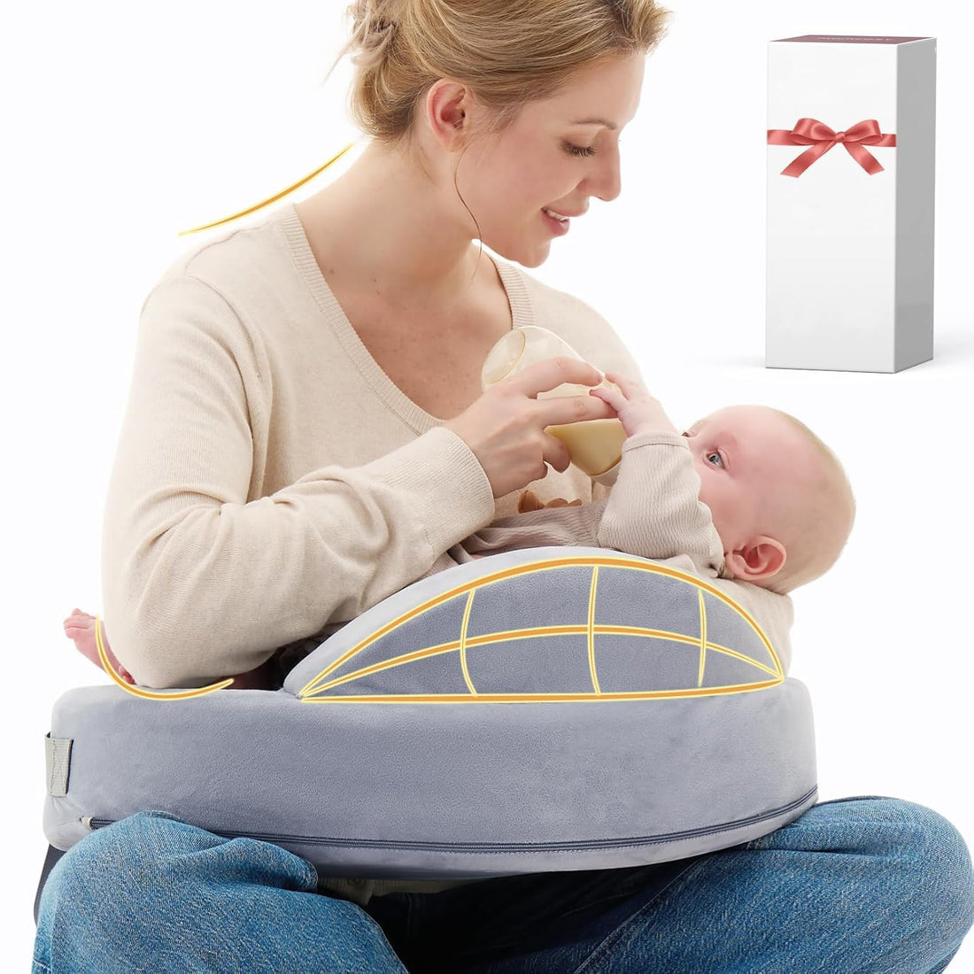 Memory Foam Nursing Pillow - Pioneering Safety Fence-Plus Size Breastfeeding Pillow for Ergonomic Comfort & Support-Easier and Healthier Nursing - Fit for All, Removable Cover