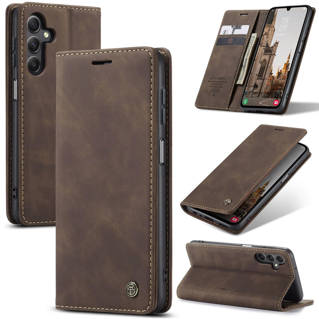 phone case compatible with Samsung galaxy A15 case Multifunctional Horizontal Flip Leather Case, with Card Slot & Holder & Wallet for Samsung galaxy A15 (coffee)