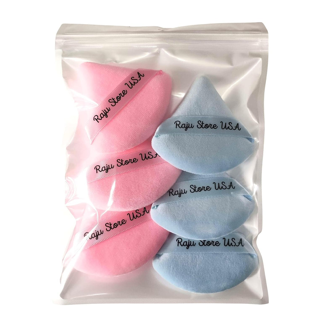 6 Pieces Powder Puff Face Soft Triangle Makeup Puff for Loose Powder Body Powder, Wedge Shape Velvet Cosmetic Sponge for Contouring, Under Eyes and Corners, Beauty Makeup Tools(Pink and Skyblue)
