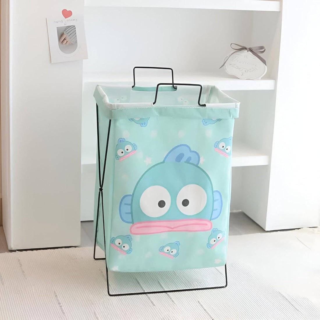 Foldable Laundry Basket with Metal Frame, Linen Fabric Storage Bin for Clothes & Toys, Collapsible Hamper Organizer, Durable Space-Saving Design for Home, Bedroom, Bathroom, Kids Room