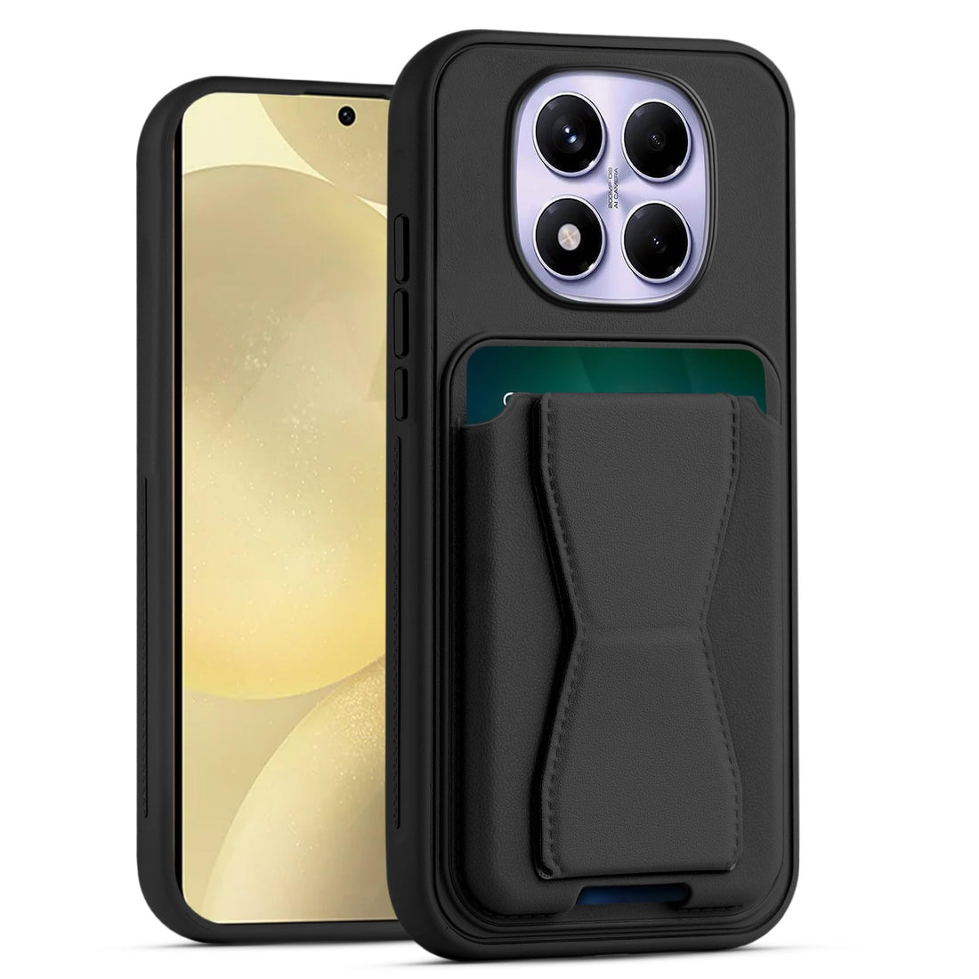 Dl3 Mobilak Leather Wallet Case Compatible with Xiaomi Redmi Note 15 Pro+ Plus 5G, Leather Back Cover With TPU Frame, Shockproof Protective Phone Case with Card Holder Stand (Black)