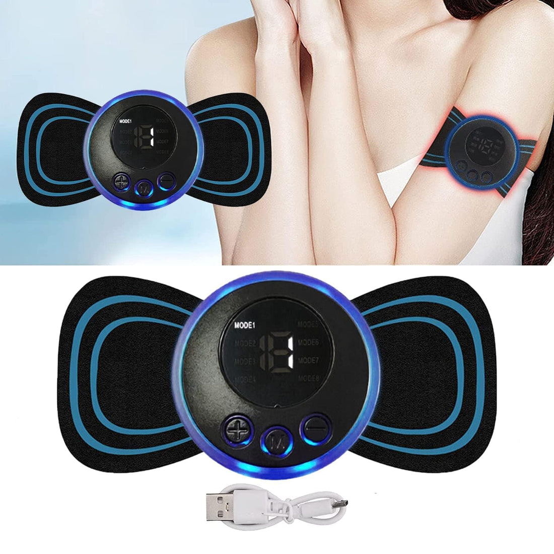 Massager with 8 Modes and 19 Level Revitalize with Mini Butterfly: A Full-Body TENS Massager