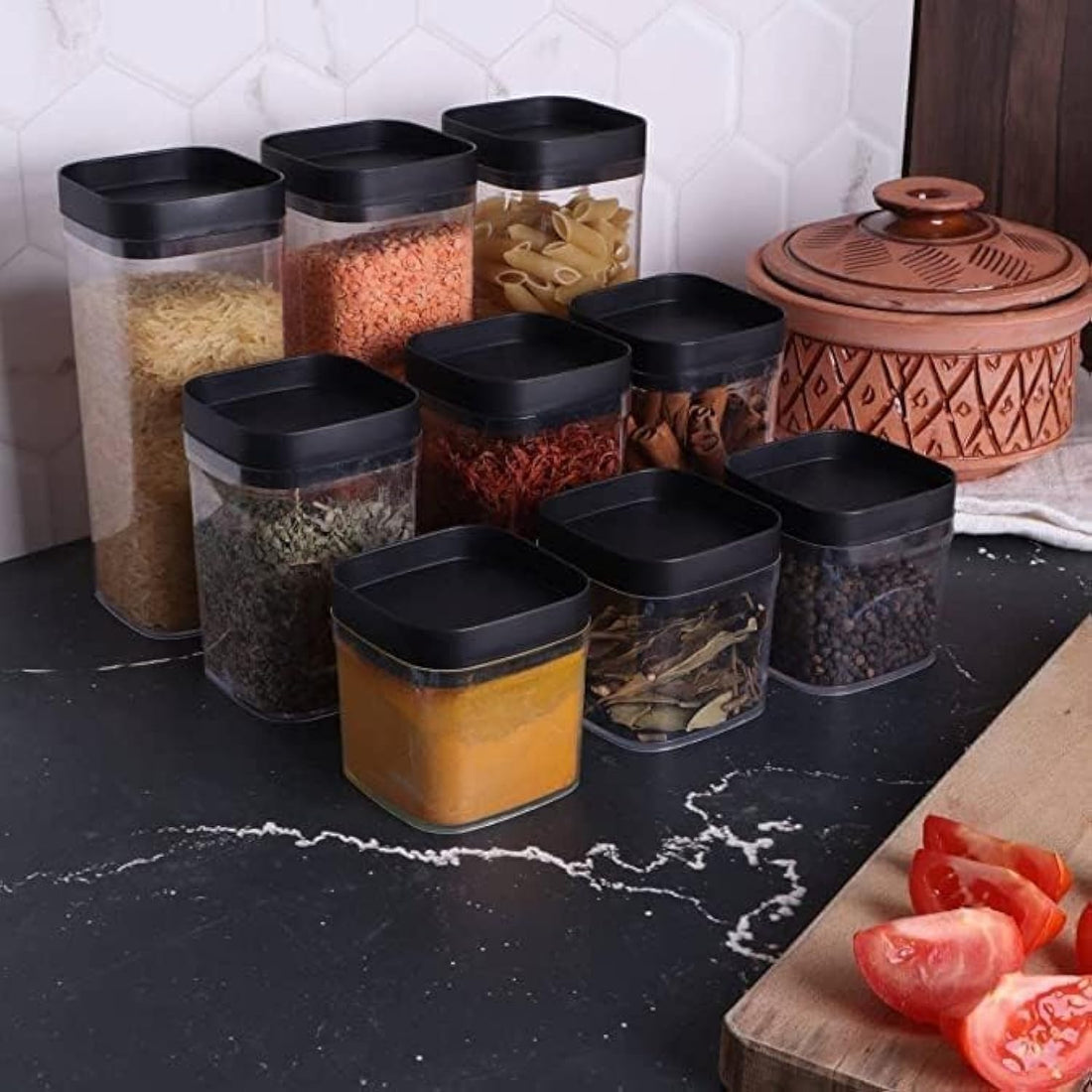 Generic Minimalist Square Acrylic Clear Durable Moisture Proof Spice Storage Box