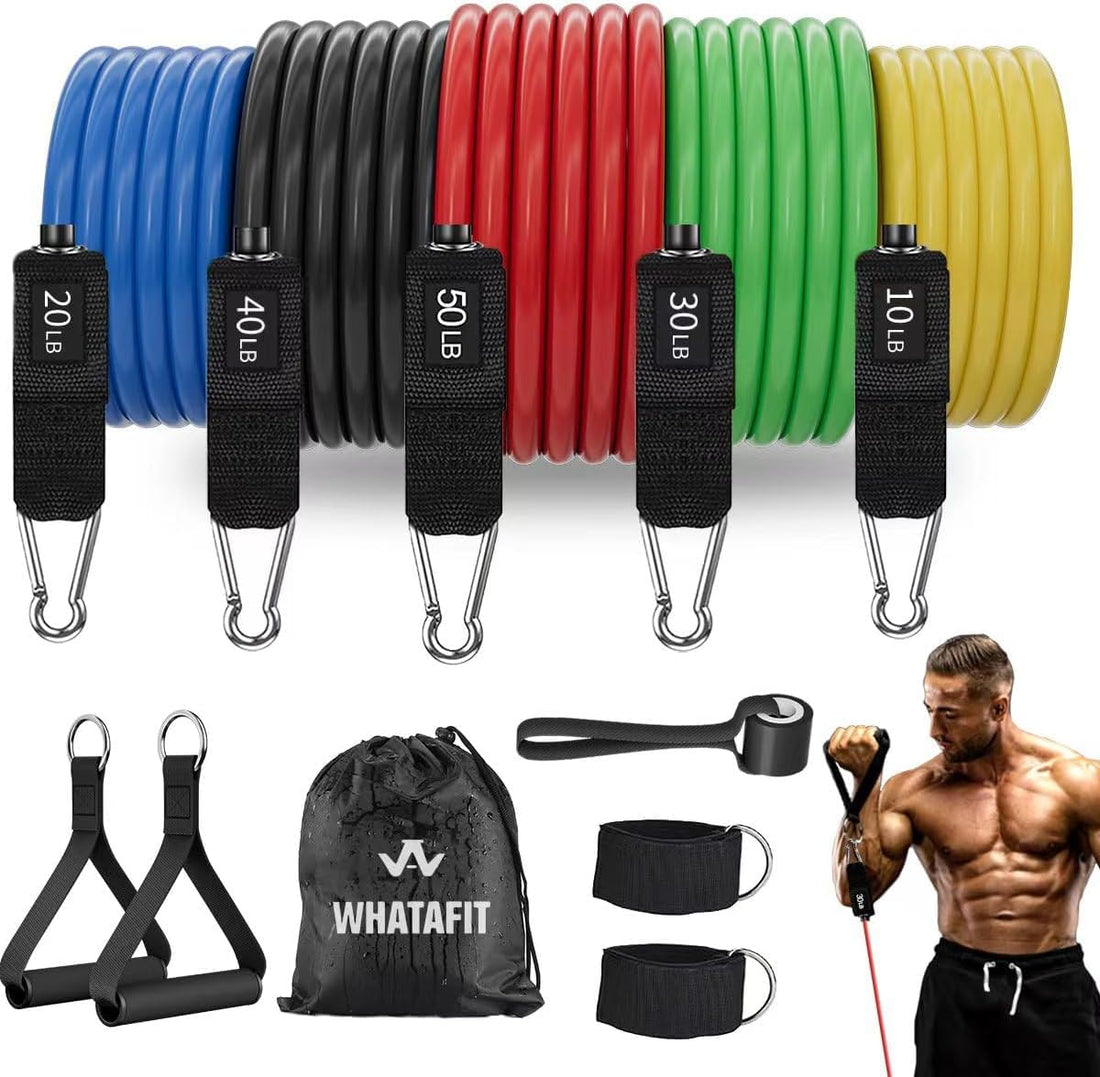 Smart Sport Resistance Bands Set (11pcs), Exercise Bands with Door Anchor, Handles, Carry Bag, Legs Ankle Straps for Resistance Training, Physical Therapy, Home Workouts