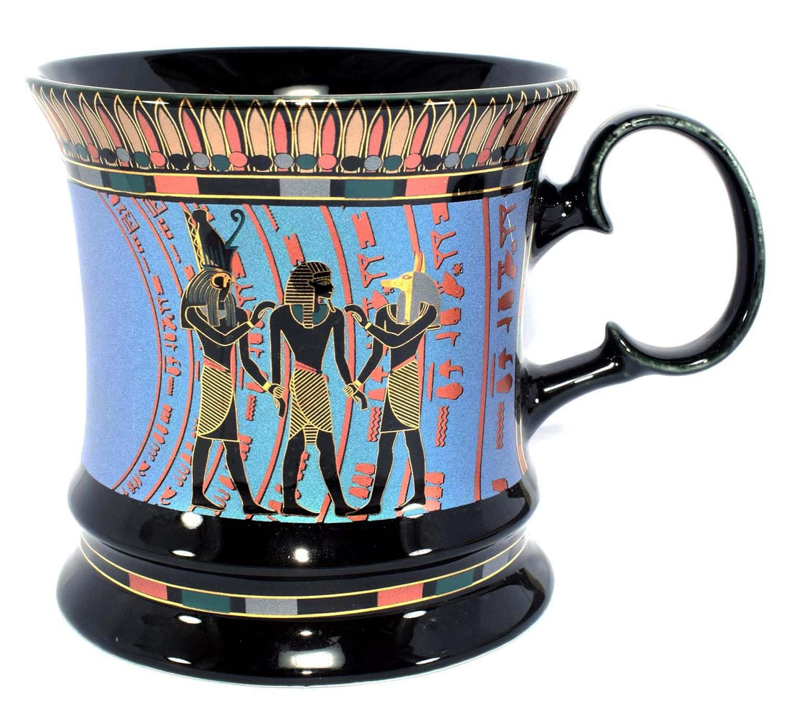 immatgar pharaonic Decorative Egyptian mug ancient Egyptian souvenirs gifts for women and men from Egypt Collectible Pharaohs - mother day gifts (Anubis - Blue - 250 MM)