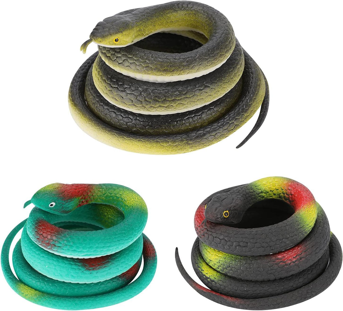 Realistic Scary Rubber Snake Toy for Kids Fake Field Snake Keep Birds/Cats Away for Garden Props, Prank Practice, Joke Games, Halloween Decoration
