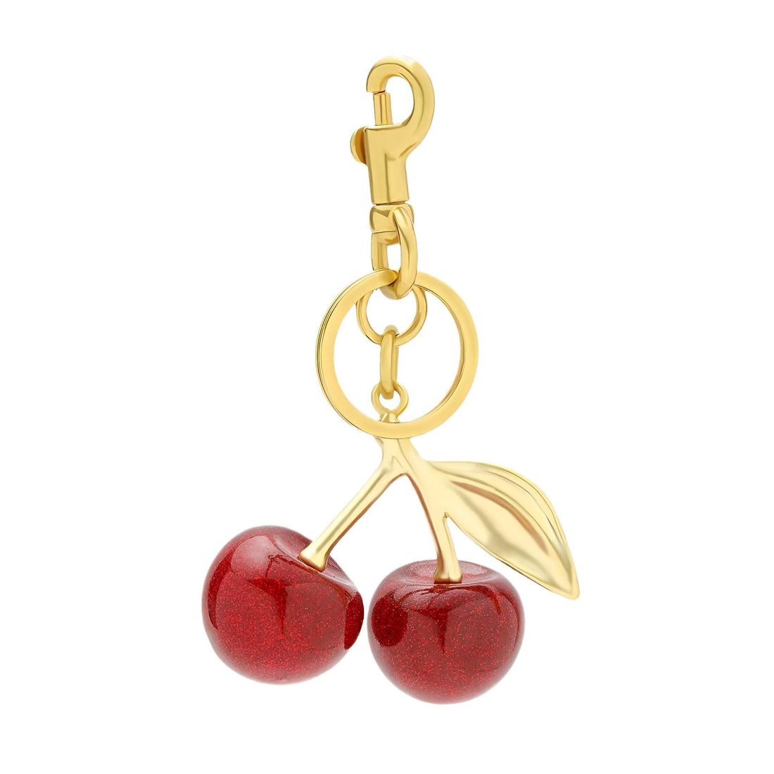 Nice cherry medallion with spring loop, elegant red cherry for bags, ideal for women and girls, fashionable medallion for daily use