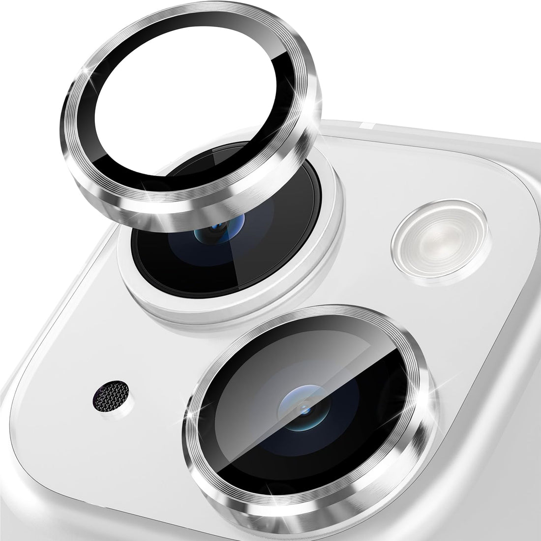 Camera Protection for iPhone 14, 9H Tempered Glass for Rear Camera Cover, Individual Lens Protection Film with Aluminium Alloy Metal Ring, Camera Lens Protection, Phone Accessories