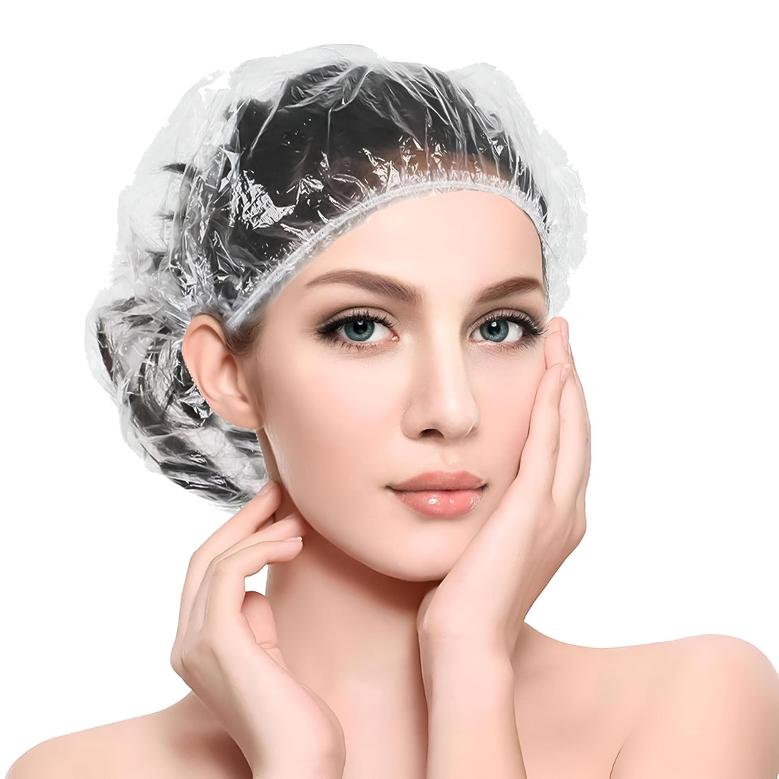 Disposable Waterproof Shower Head Cover - Transparent Plastic Cap with Elastic for Hair Protection During Spa and Travel, 100 Pieces