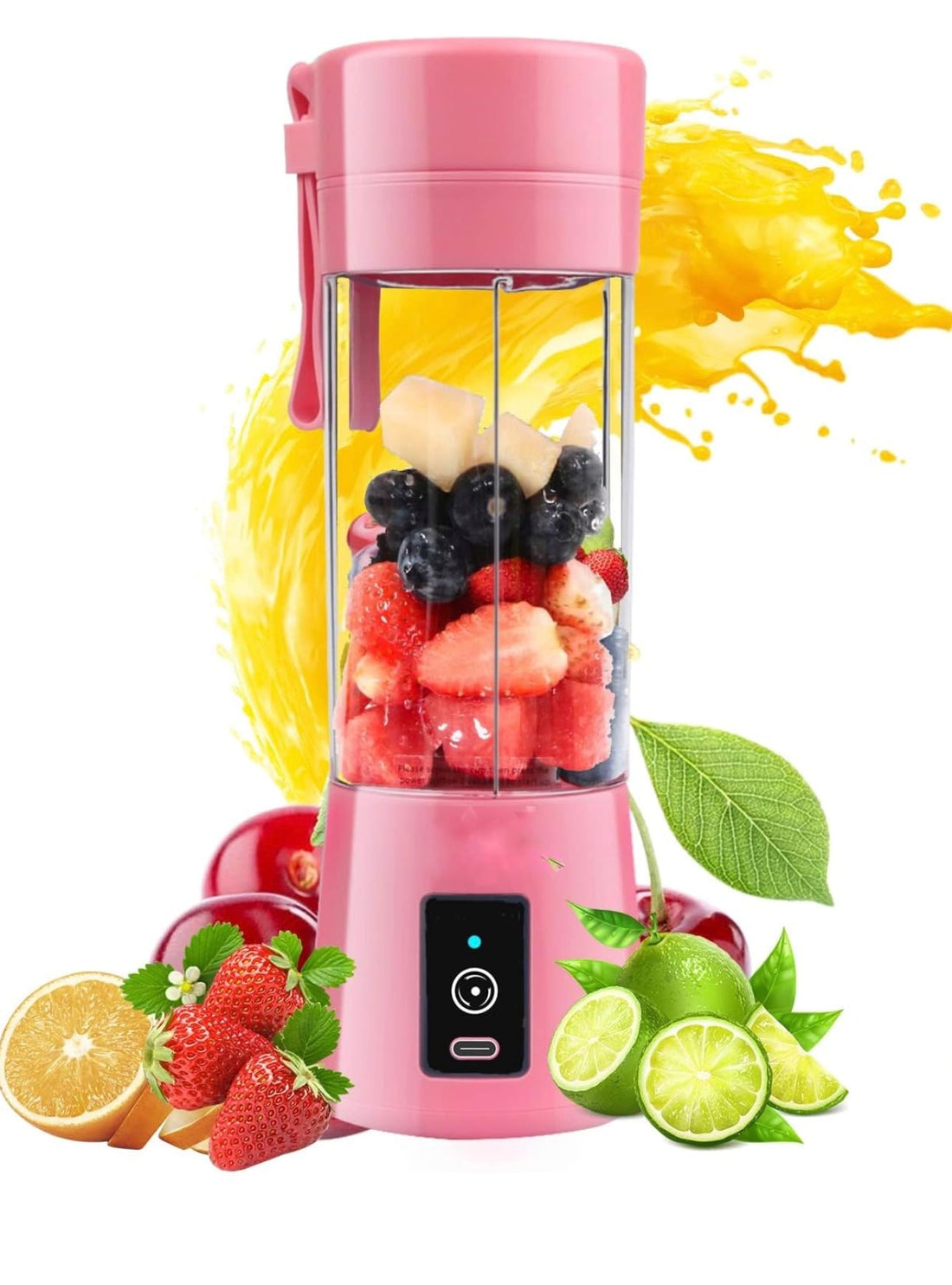 Portable Blender, USB Rechargeable Personal Fruit Blender, Mini Smoothie Blender (PINK)