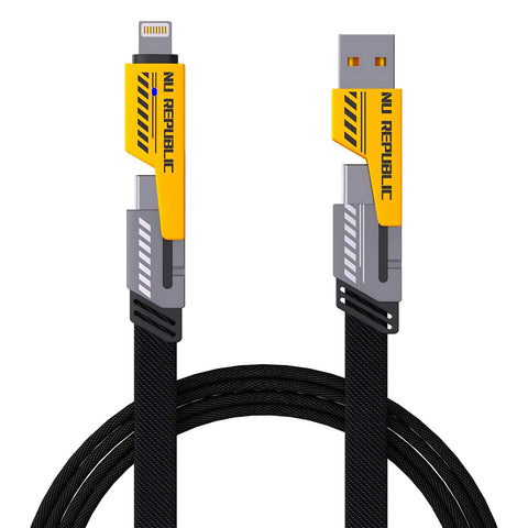 4 In 1 65W Fast Charging Cable Compatible With Android And iPhone - USB Type C Charger Cable Multi Port Multiple USB Charging Wire Line