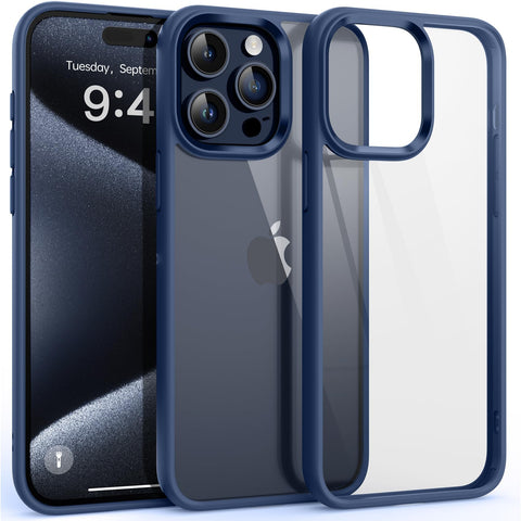 Dl3 Mobilak Case For iPhone 15 Pro Max 6.7-Inch, Crystal Clear Case [Not Yellowing] [Military Grade Drop Protection] Shockproof Protective Case Transparent Protective Slim Cover (Blue)