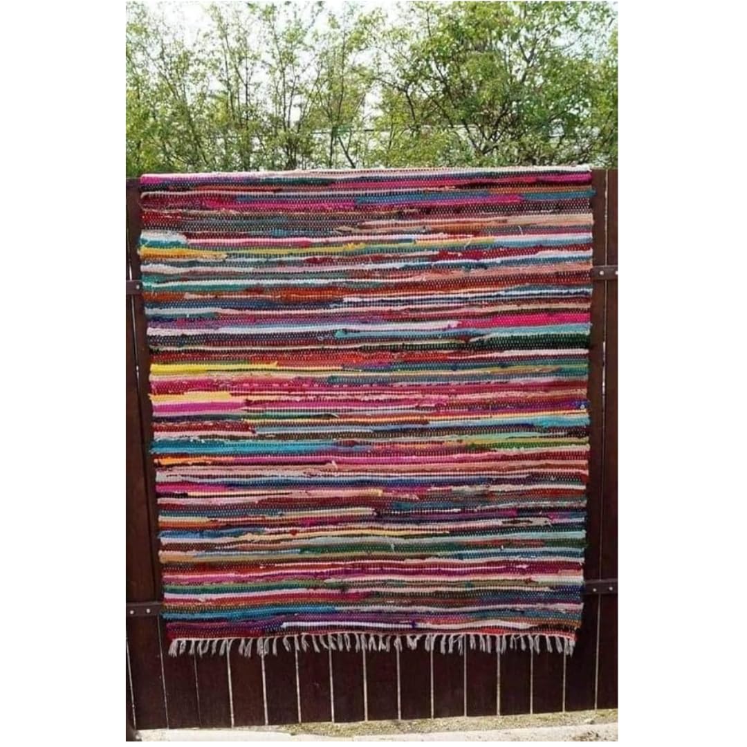 Egypt Antiques Egyptian Cotton Multi Color Striped Area Rug 200*300