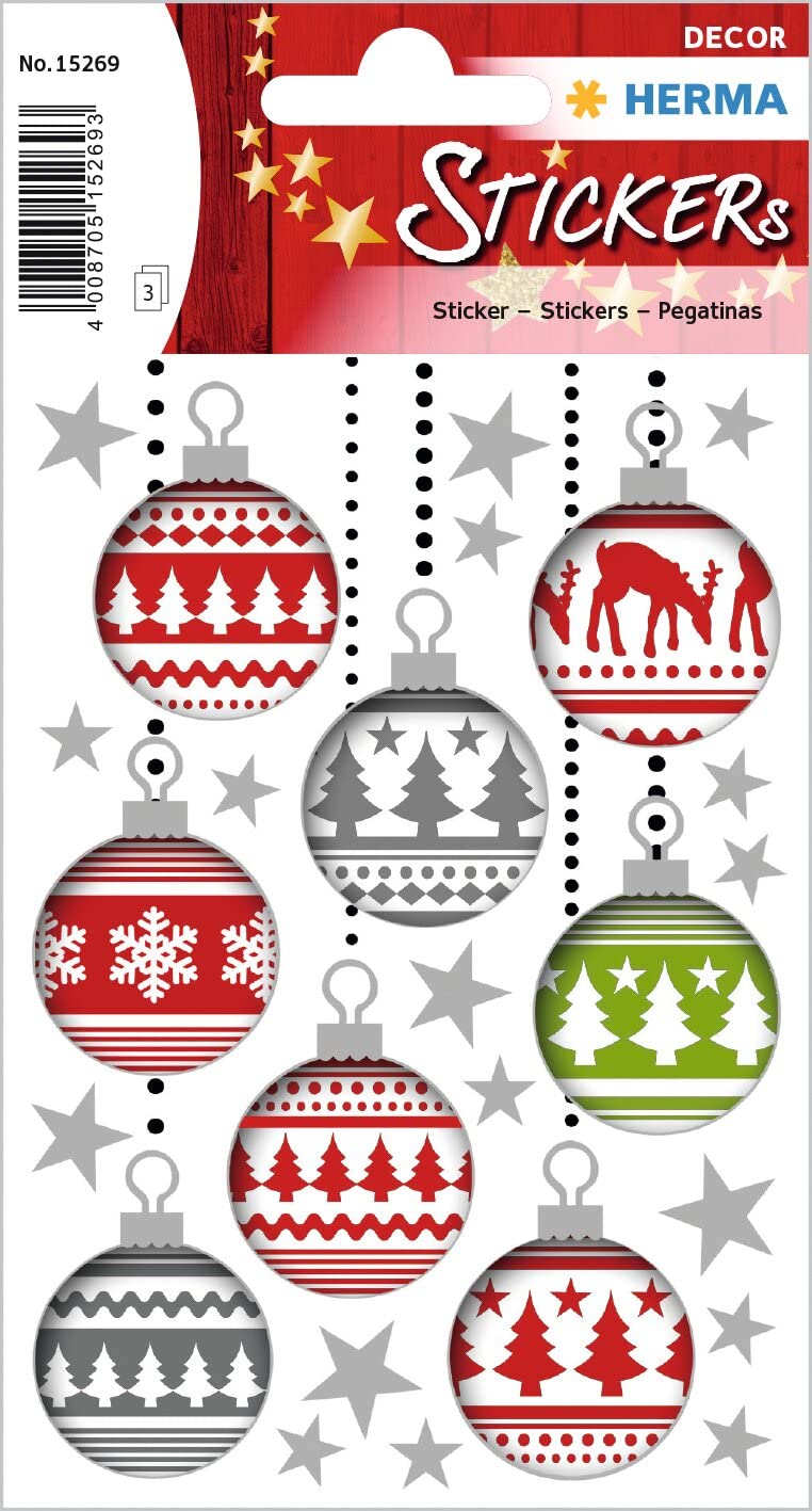 Herma Premium Self Adhesive Stickers Pack of 3 Sheets Different Shapes Water-Resistant For Craft Cards Decorations, Playing And Collecting - Multi Colour