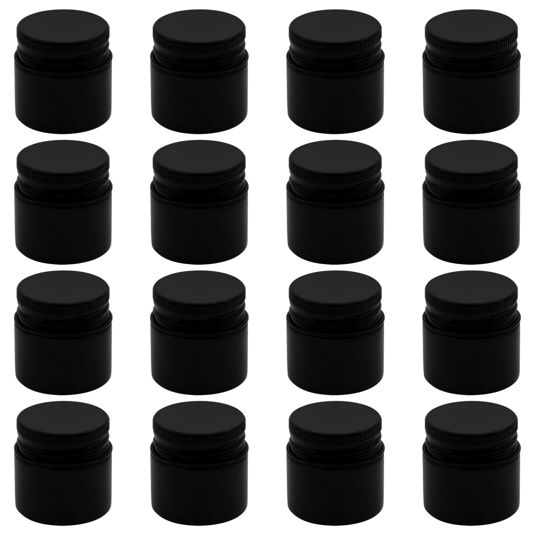 Artistic 20pcs 30ml Black Glitter Plastic Round Jar Healthy Plastic Empty Refills Storage Jar - Black Metal Lid