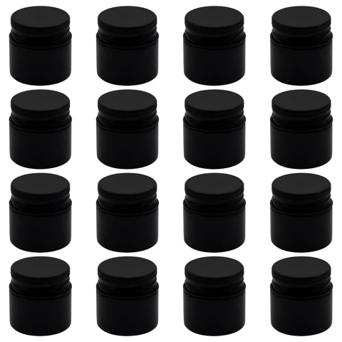 Artistic 20pcs 30ml Black Glitter Plastic Round Jar Healthy Plastic Empty Refills Storage Jar - Black Metal Lid